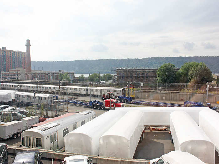 Cars can also be tested outside on the plants short outdoor testing track, mimicking real subway tracks. Note the factory