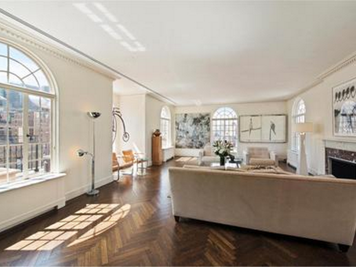 The living room also features a fireplace.