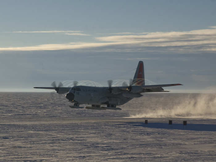 The US Air Force and Air National Guard have their own variant of the plane, the LC-130, that has been outfitted with skis to allow for Arctic and Antarctic support operations.