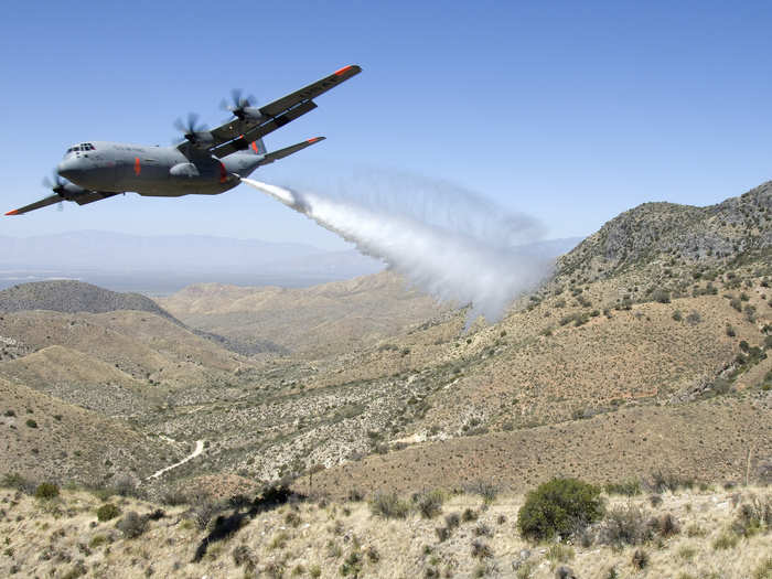 The US Forest Service uses C-130s loaned from the Air National Guard or the Air Force Reserve as emergency backup for dumping fire retardant or water.