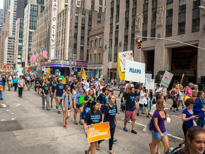 The march was in full swing by the time it hit Radio City Music Hall.