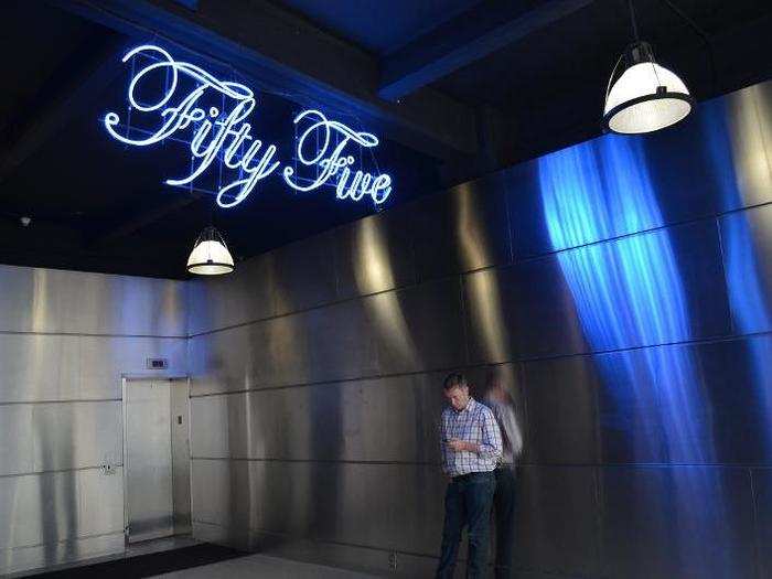 The lobby of its building — 55 Washington St. — is pretty slick.