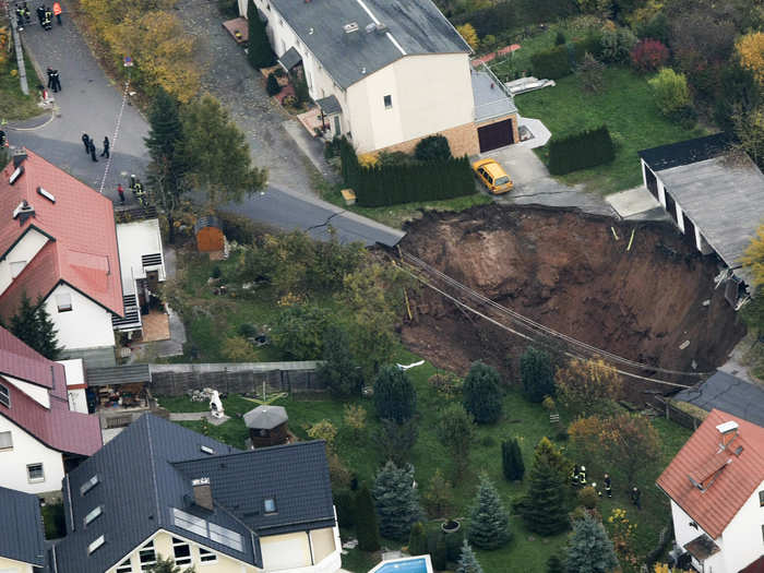 This crater opened up in a residential area of Germany in 2010.