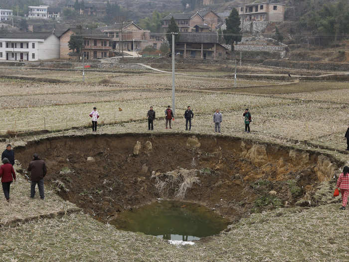 In January 2013 part of a paddy field in China