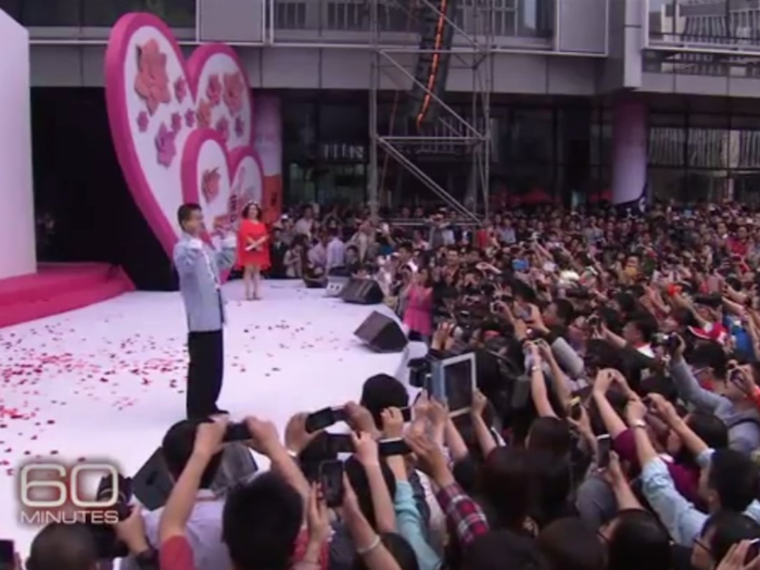 Ma is something of a celebrity in China, and crowds of people show up to listen to him speak.