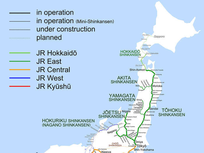 ...and the extensive Shinkansen network — operated by Japan Railways — has reached the far corners of the country.