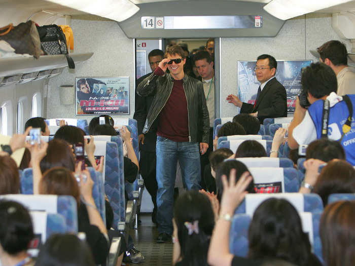 Tom Cruise traveled by bullet train during his press tour for the 