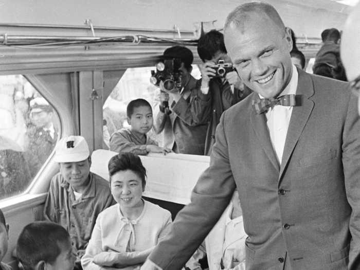 ...and astronaut/former Senator John Glenn chose to ride in the passenger compartment.