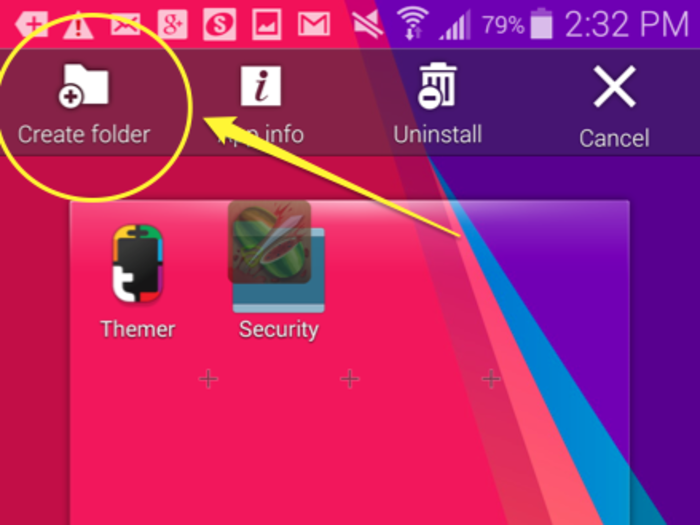 Organize apps into folders to keep your home screens neat.