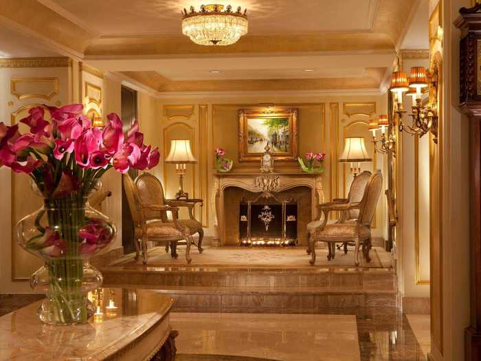 The public areas have luxurious marble floors and classic, elegant furnishings.