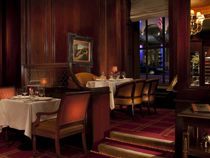 The hotel is also home to the dark wood-paneled Bull and Bear Prime Steakhouse.