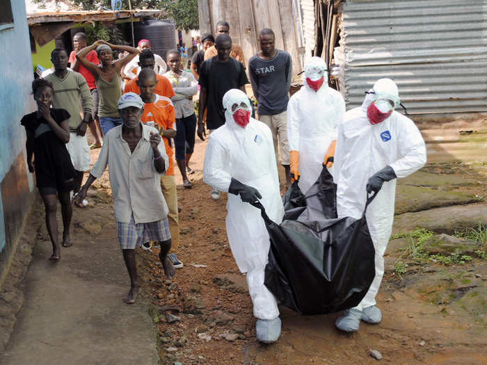 Relatives can catch Ebola during traditional burial practices that may involve washing or holding the body, so the work of these burial teams is crucial. They remove the bodies and prepare them for a safe burial.