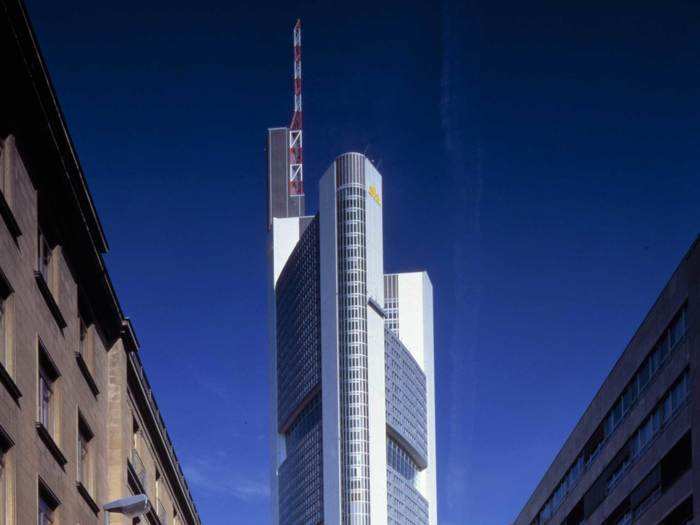 This striking headquarters for Commerzbank was completed in Frankfurt, Germany, in 1997.