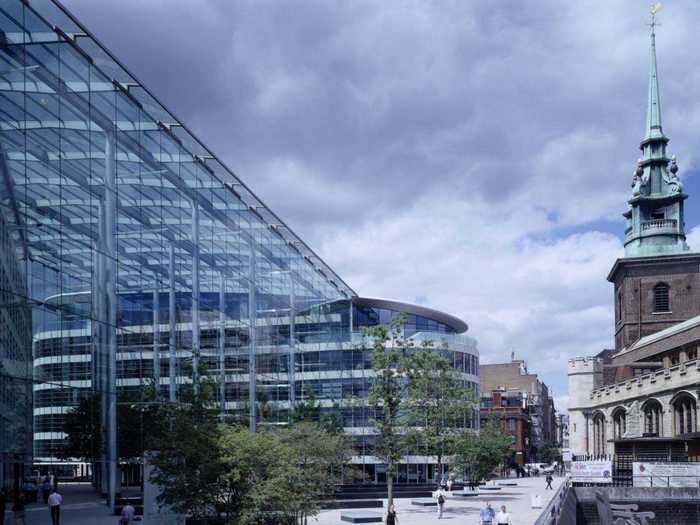 This low-rise office, called Tower Place, was completed in London in 2002.