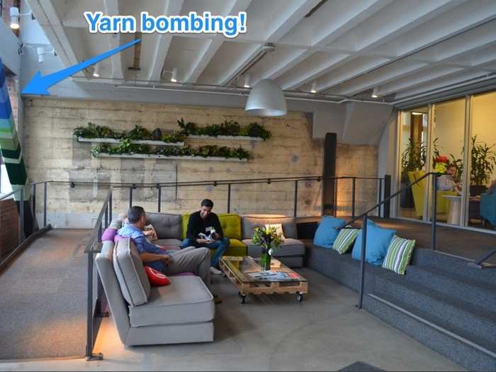 Not to mention comfy couches, live plants, and a yarn-bombed pipe.