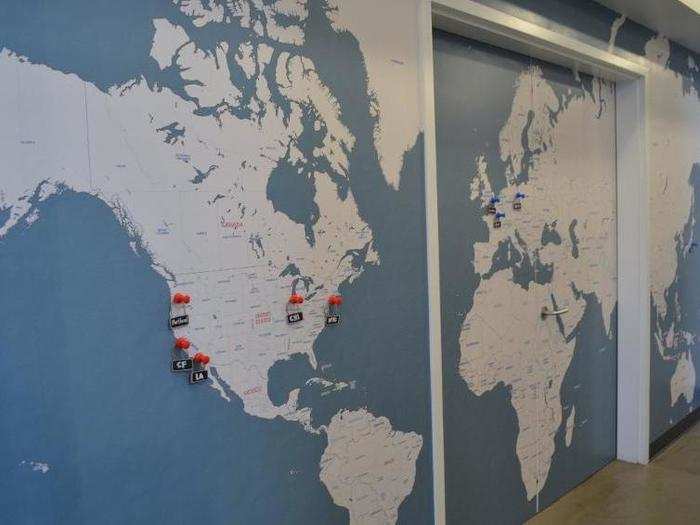 Pinterest also has a big map to track where all of its offices are.