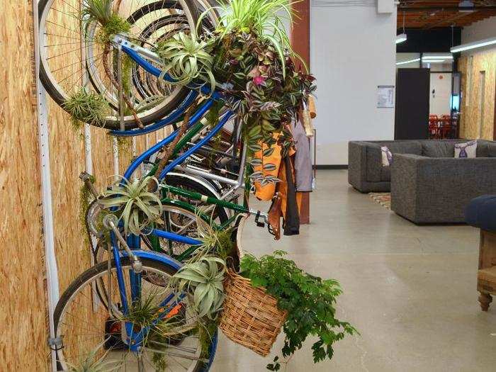 Lots of employees bike to work, but this particular cycle was decorated as part of one of Pinterest