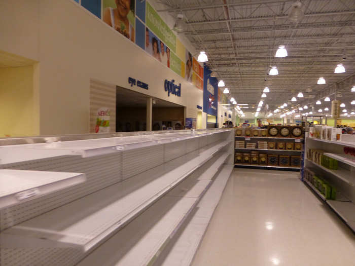 There appears to be a lot of empty shelf space at this Sears Grand in Tarentum, Pa.