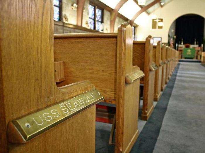 Each pew in the chapel is named after a lost submarine.