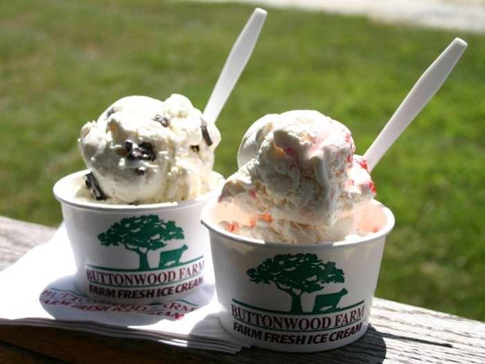 CONNECTICUT: Buttonwood Farms in Griswold serves homemade ice cream in classic and unique flavors, like blueberry, maple walnut, and pumpkin. The ice cream is made from scratch with farm-fresh ingredients, like fresh strawberries, blueberries, and of course, milk. The working farm also makes its own waffle cones.