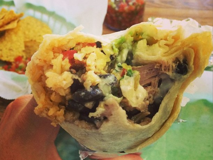 Indulge in amazing super burritos at Taqueria San Francisco.