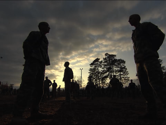 After a few hours of sleep, 232 soldiers line up for another day — 106 members shy of their original number. Nobody talks about the guys that are gone.