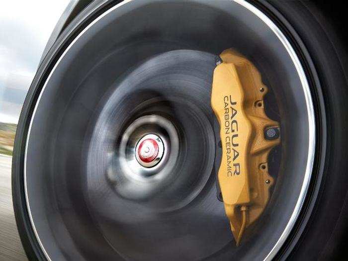 These optional carbon ceramic brakes are designed to bring the Jag to a stop in a hurry.