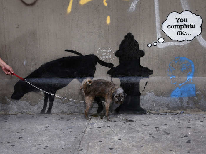 Banksy can have some more light-hearted fun as well, like this piece from the Chelsea neighborhood of New York City.