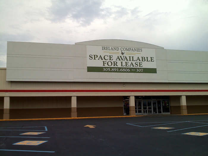 This Kmart in South Point, Ohio, closed in 2009. As of 18 months ago, most of the building remained vacant and a Tractor Supply Company occupied the former garden center.