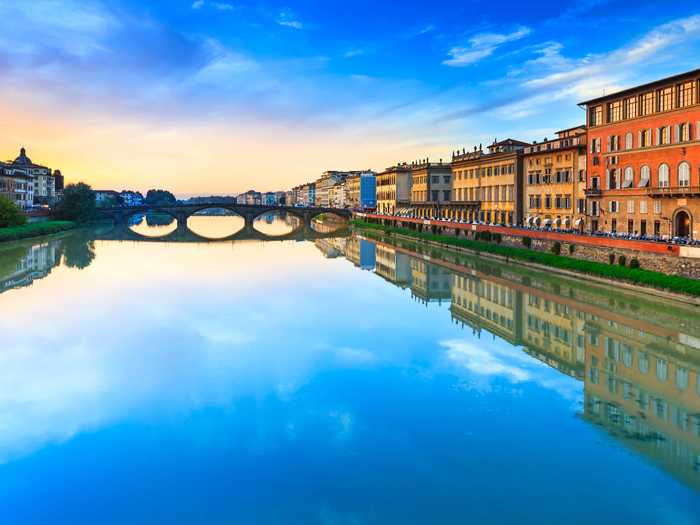 The Arno river runs right through the city. It