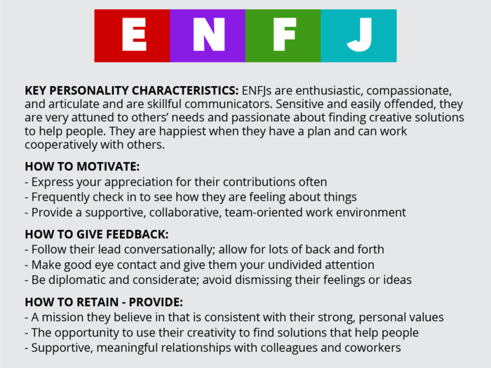 Make ENFJs feel connected to the entire team.