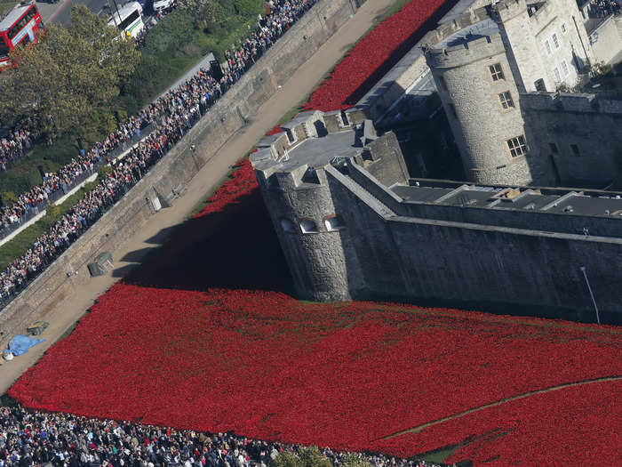 They surround the historic Tower of London —"Her Majesty