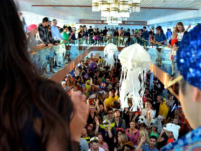 Giant jellyfish bobbed through the crowd.