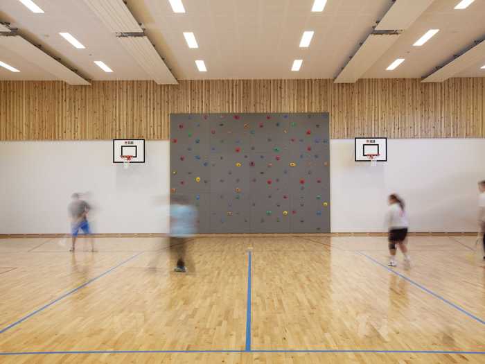 A gym helps the inmates stay active indoors.