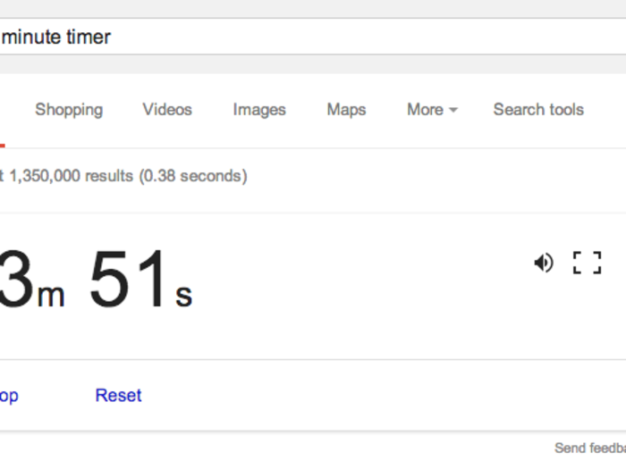 You can set a timer on Google (and get an alarm to sound when time is up) by Googling any amount of time followed by "timer."