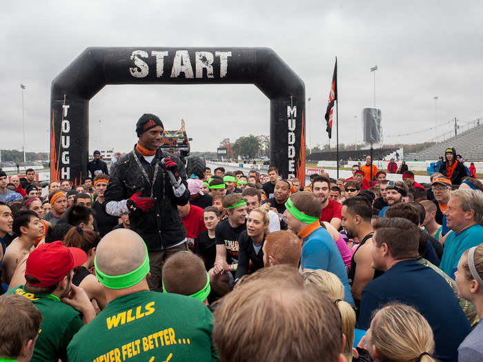 Once in the start chute, everyone gathered around the emcee, Sean Corvelle, an actor and stand-up comedian, who is now one of the main motivators for Tough Mudder.