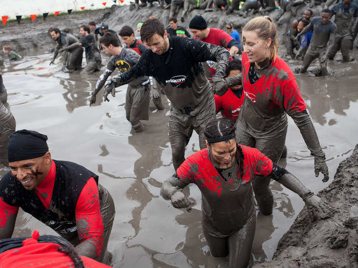 The first obstacle was "The Pitfall," two giant pits of chest-high freezing mud. It was a baptism-by-mud for the team. More than a few Mudders were shocked by the initial temperature.