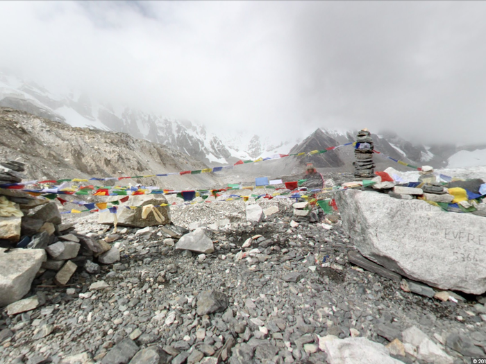 This is one of two Everest Base Camps, where mountain climbers rest and acclimate before ascending Mount Everest.