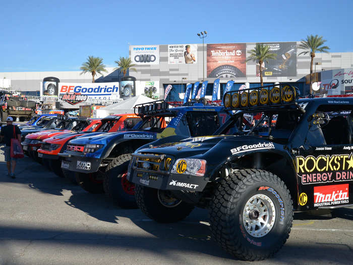 ... as are these trophy trucks that will compete in the Baja 1000 race in Mexico.