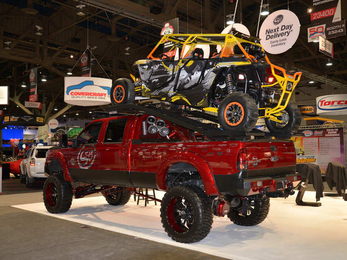 This impressive F-Series has a dune buggy mounted over its truck bed.