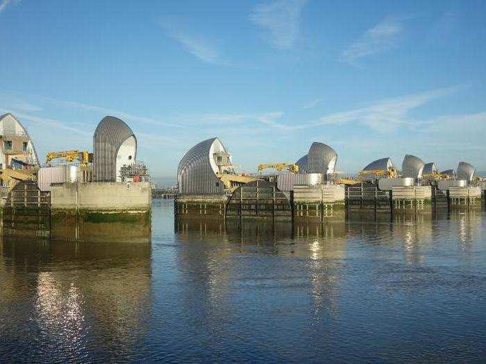 So is Thames Water, which is controlled by the Macquarie Group of Australia, since 2006. This is the Thames barrier south of London.