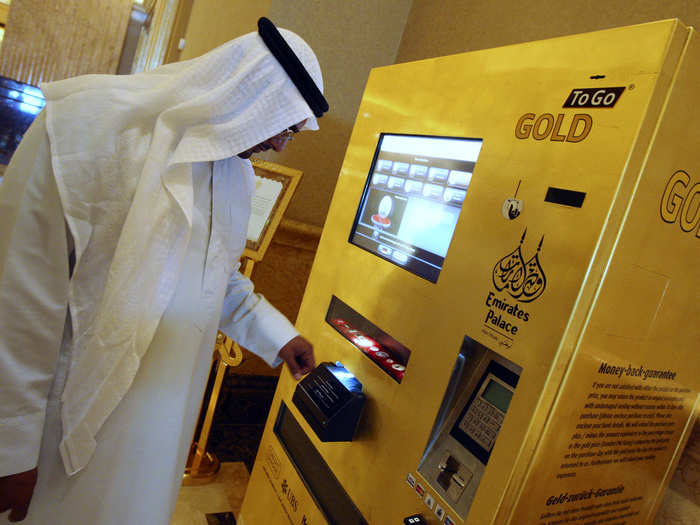 In many places in the world, including below in the Emirates Palace hotel in Abu Dhabi, customers can purchase gold straight from a vending machine.