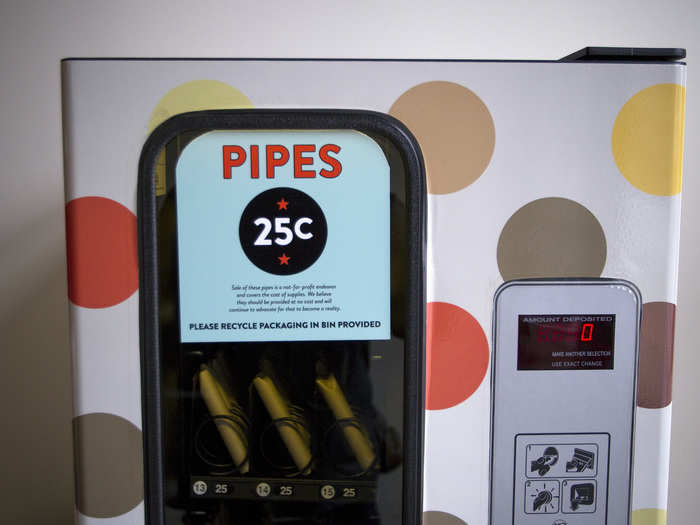 On the other end of the healthy spectrum, customers can use a vending machine to purchase crack pipes for 25 cents in Vancouver