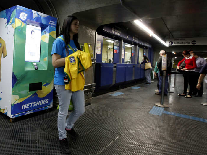 During the World Cup in 2014, a vending machine that sold the Brazilian national soccer jersey was installed in a subway station in Sao Paulo, for rabid fans who left theirs at home.