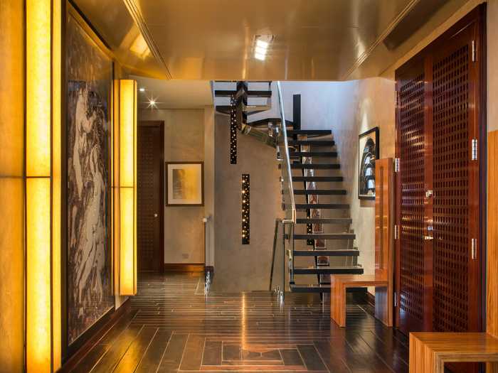 There is also an ebony staircase and hand-made solid wood doors.