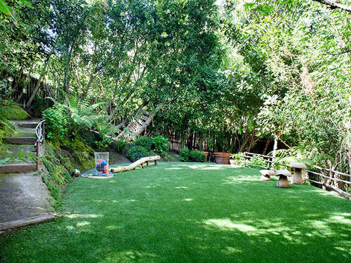 The backyard seems big enough for a party or two.