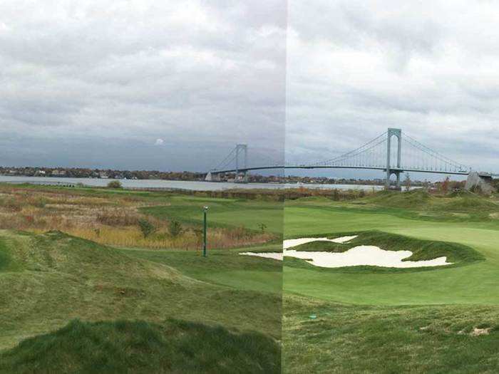 Here, we stitched together the 16th hole on the left with the 17th hole on the right.