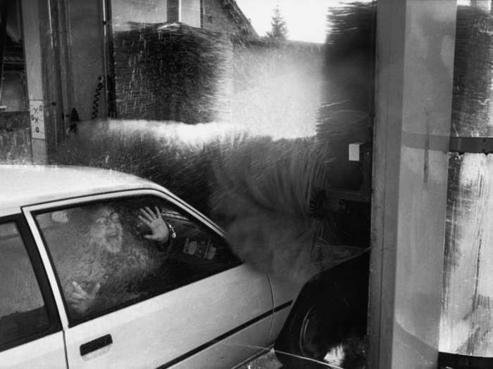 Richard Kalvar took this photo of his wife trapped in her car as it slowly rolled into a car wash.