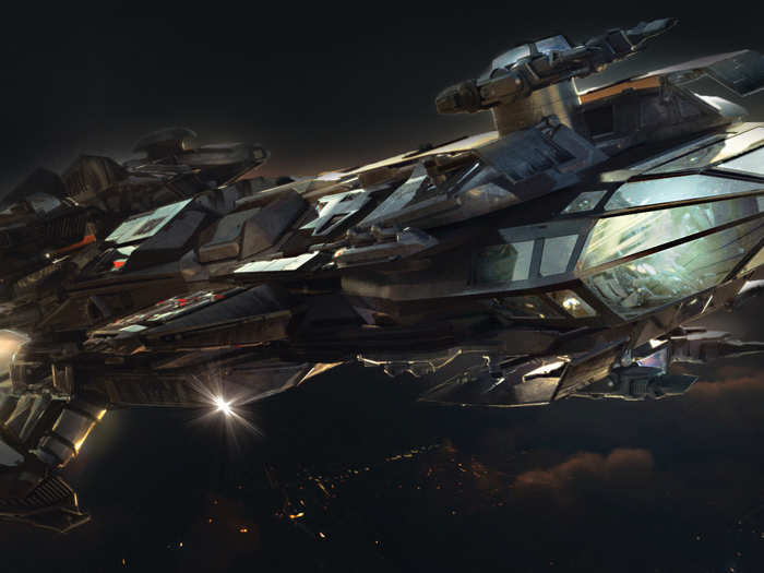 Larger ships like the Constellation can support a crew of multiple people, with bunks and turrets for battle.