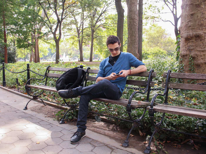 With a few spare moments before his first meeting of the day, Marchese sits in Washington Square Park and whips out his iPhone. As a full-time student, keeping up with the markets before the closing bell means being addicted to your phone.